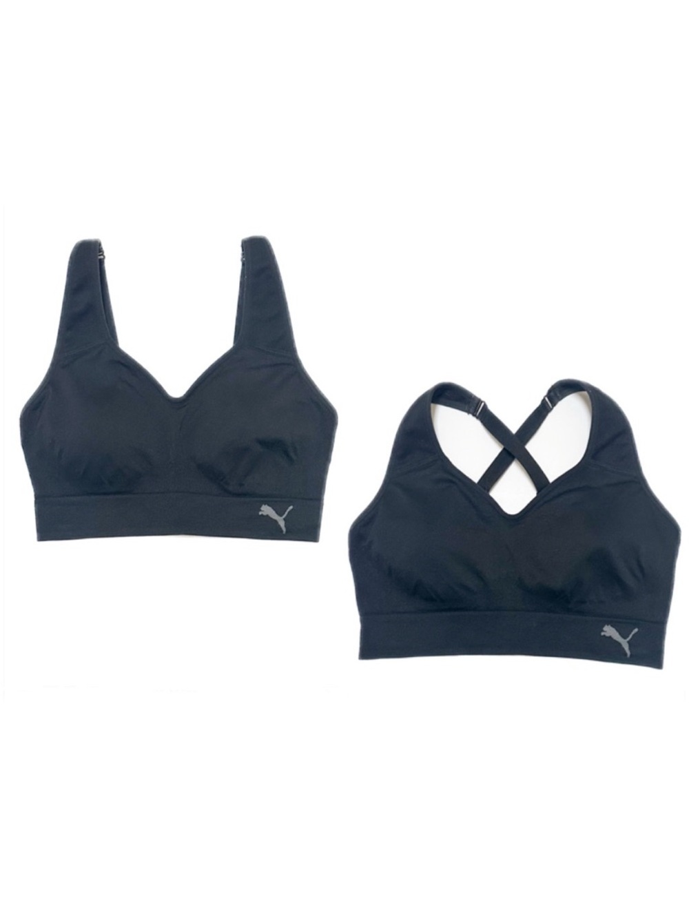 PUMA Seamless Sweetheart Convertible Strap Sports Bra Black X Crossback Bralette